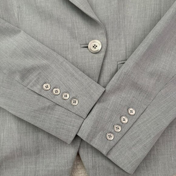 Ecru Womens Gray Blazer Size 8 Classic Shaped One Button Workwear Career Jacket - Picture 4 of 11
